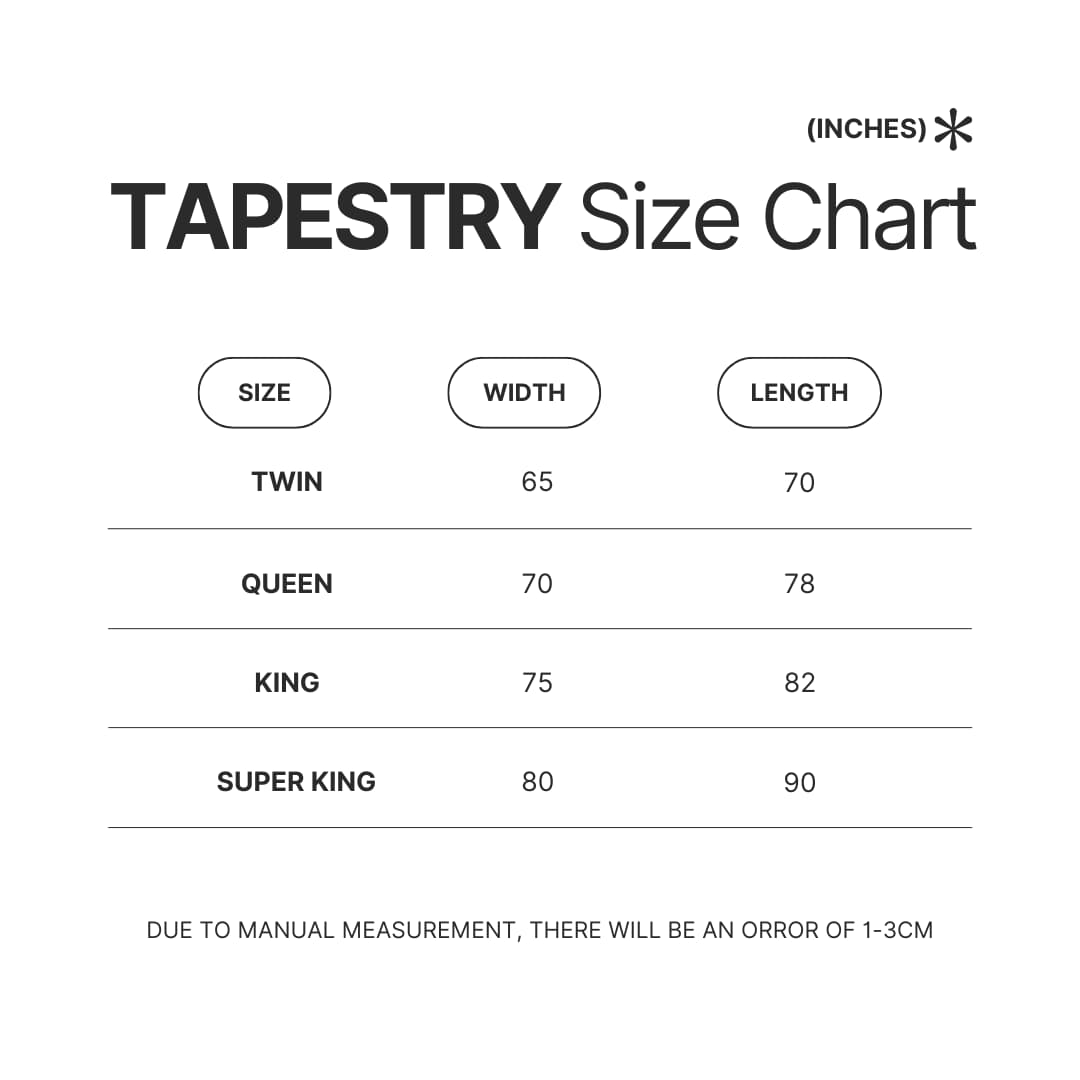Tapestry Size Chart - Bleach UK Store